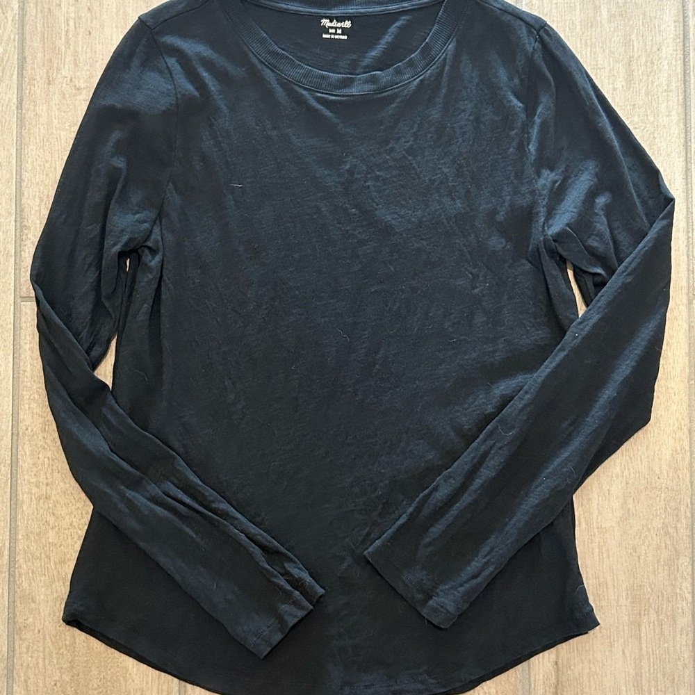 Madewell Women’s Whisper Cotton Black Long Sleeve Tee